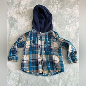 Wonder Nation Plaid Shirt with Navy Hood
